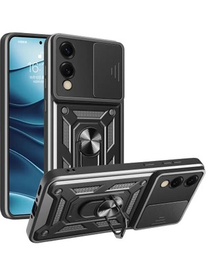 Samsung Galaxy S25 Edge Pars Lens Yüzüklü Silikon - Siyah