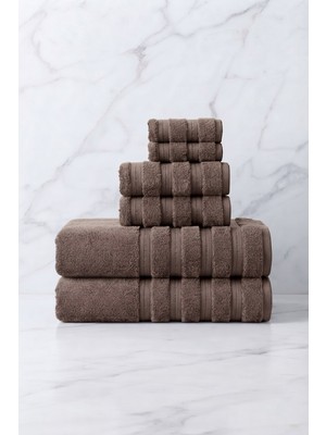 Seritaine 6'lı Işıl Premium Havlu Seti - 2 Adet Yüz Havlusu - 2 Adet El Havlusu - 2 Adet Banyo Havlusu - Bej - %100 Pamuk - 600 Gr/m2