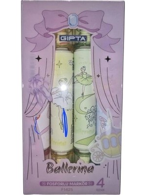 Gıpta F1425 Ballerına Çift Taraflı Kokulu Fosforlu Kalem 4'lü Pembe Set