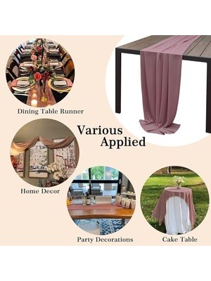 Yake Store Aputue Şifon Masa Örtüsü, 68.5X305CM Şeffaf Kumaş Romantik Rustik Masa Şeridi, Düğün Masa Örtüsü, Romantik Düğün Dekorasyonu ve Bebek Partileri Için