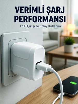 Armüz USB Girişli 12W Şarj Adaptörü Kompakt Telefon Şarj Cihazı