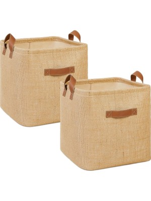 Wheat Grains Global Store Textie 2'li Jüt Sepet Set 30 x 30 x 30 cm