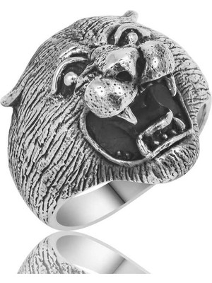 Inure Jewelry Gümüş Puma Kafası Erkek Yüzük