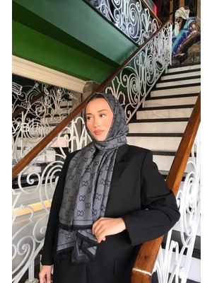 Alluring G Desenli Çift Taraflı Desenli Kaşmir Ipek Pamuklu Şal