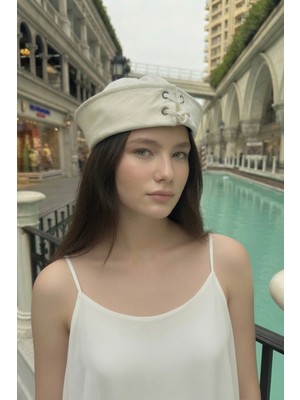 Mollycrush Beyaz Kadın Denizci Şapkası Bağcıklı | Vintage Sailor Cap