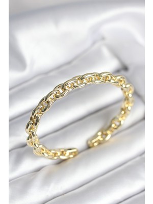 Zincir Model Gold Renk Pirinç Kadın Bileklik