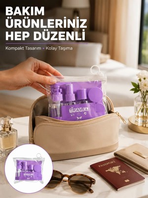 Uravas Store Seyahat Bakım Seti 5 Parça Sızdırmaz Şeffaf Kapaklı 30ML Yeni Nesil