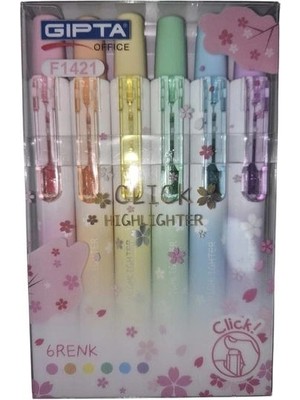 Gıpta F1421 Clıck Fosforlu Kalem 6'lı Set