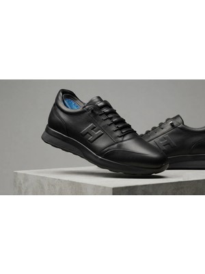 Growish GD0128 Hakiki Deri Büyük Numara 44 45 46 Numara Akıllı Bağcık Kaydırmaz Güçlü Taban Ekonomik Siyah Günlük Sneaker Erkek Ayakkabı