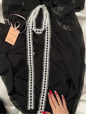 Nurcanilirboutique Beyaz Fransız Dantel Fular