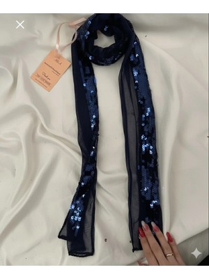 Nurcanilirboutique Koyu Mavi Pul Payet Fular