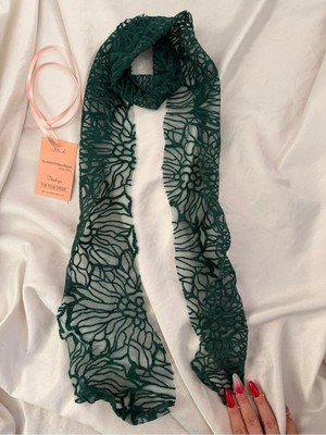 Nurcanilirboutique Zarif Zümrüt Yeşil Fular