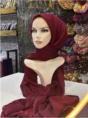 Alluring Kadın Janjan Şal Uzunluk 2.50METRE Abiye Abayalar Için-Bordo