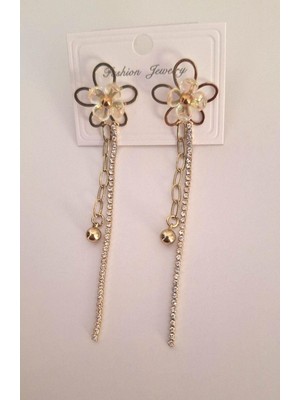 Svc Accessories Zirkon Taşlı Çiçek Model Sallantılı Küpe