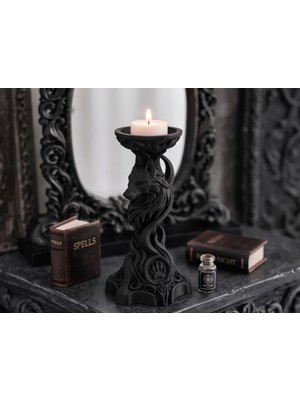 Nokta Labs Gotik Kurt Figürlü Tealight Mumluk - 3D Dekoratif Mum Standı - Goth Wolf Tealight Candle Holder
