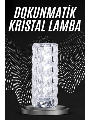 Mey Ithalat® Kristal Lamba Masa Lambası Şarjlı Masa Lambası Dokunmatik Sensör USB Şarjlı