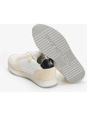 Calvin Klein Jeans Bağcıklı Kadın Runner Sock Laceup Ayakkabı YW0YW0084003A Beyaz