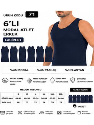 Yıldız Çamaşır Erkek Modal Likralı Askılı Atlet (70-71-72-73-74) - 6 Adet