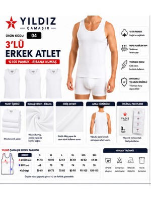 Yıldız Çamaşır Erkek Ribana Askılı Atlet (04-18-21) - 3 Adet