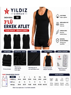 Yıldız Çamaşır Erkek Ribana Askılı Atlet (04-18-21) - 3 Adet