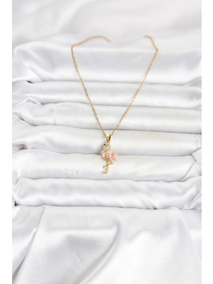 Clariss 316L Çelik Zincir Gold Renk Flamingo Model Kadın Kolye
