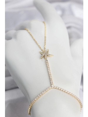 Clariss Gold Renk Pirinç Zirkon Taşlı Deniz Yıldızı Model Şahmeran
