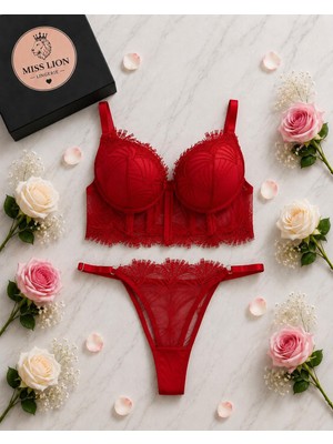 Miss Lion Lingerie Dantel Detaylı Büstiyer Takımı