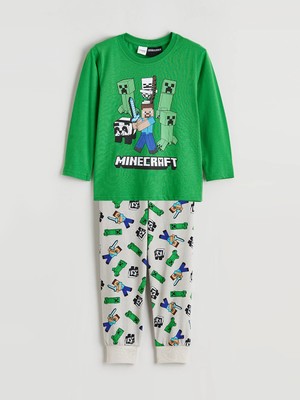 Lc Waikiki Yeni Sezon Bisiklet Yaka Minecraft Baskılı Erkek Çocuk Pijama Takımı