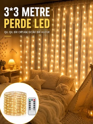 Uravas Store 3x3 Metre Perde LED Işık – Parti ve Bahçe Dekorasyonu Yeni Nesil