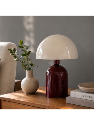 By Lamp Soho Bordo Krem Metal Masa Lambası | Bylamp