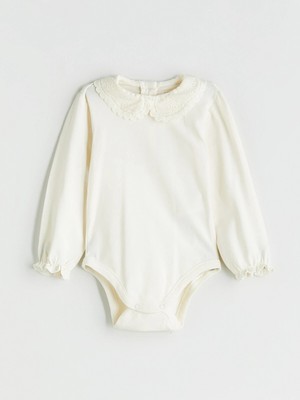 Lc Waikiki Yeni Sezon Bebe Yaka Basic Kız Bebek Çıtçıtlı Bodysuit