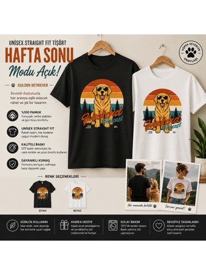Tişört Kodu Golden Retriever Baskılı Unisex Straight Fit Tişört