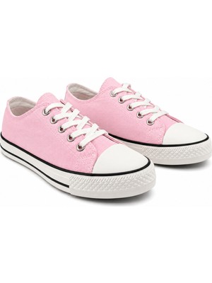 Rexba Unisex Pembe Kanvas Sneaker Günlük Spor Ayakkabı Bağcıklı Rahat Yürüyüş Ayakkabısı