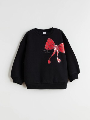 Lc Waikiki Yeni Sezon Fiyonk Baskılı Kız Çocuk Kalın Sweatshirt