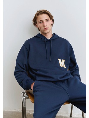 Mavi Sırt Baskılı Kapüşonlu Lacivert Sweatshirt 0S10375-89353