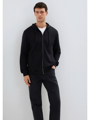 Mavi Kapüşonlu Fermuarlı Siyah Sweatshirt 0S10423-900