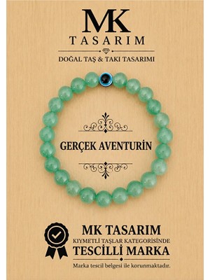 Mk Tasarım Gerçek Aventurin Taşı Bileklik MK.7000.845- Rahatlık-Dinginlik-Enerji- Stres Bilekliği