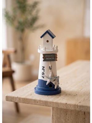 The Mia Marin Mavi Beyaz Deniz Feneri  No 67 Obje 22 cm