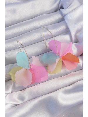 ALK Pirinç Karışık Renkli Flora Küpe 5886