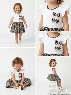 Diji Baby 1/4 Yaş Çift Fiyonklu Leopar Baskılı Çocuk Elbisesi