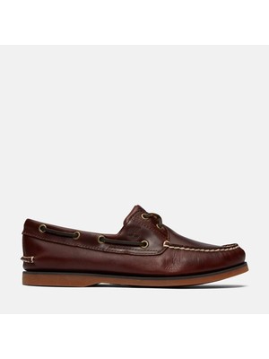 Erkekler İçin Timberland 2 Eye Boat Ayakkabı Düz Taban Renk: Root Beer Smooth Şık Tasarım C25077