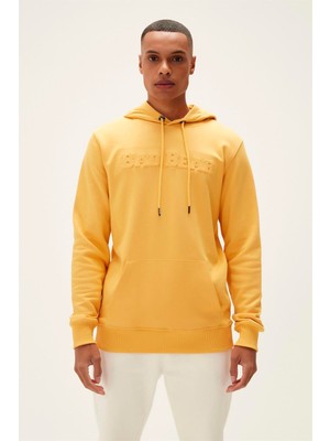 Bad Bear Erkek Kapüşonlu Sweatshirt Sarı Düz Desenli Rahat Kesim Sezonluk 2XL