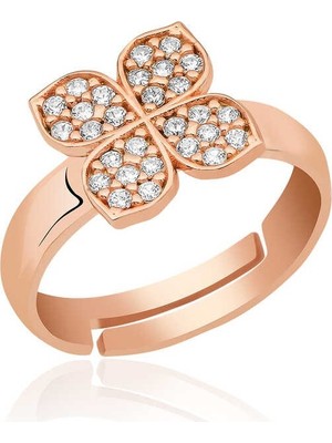 Inure Jewelry Gümüş Rose Rüzgar Gülü Çiçek Yüzük