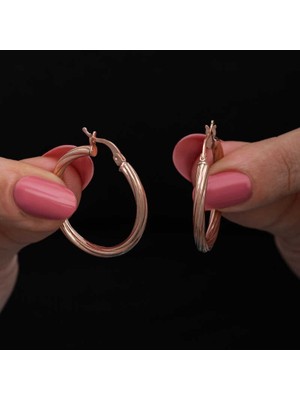 Inure Jewelry Gümüş Rose 3 mm Burgu Şarnel Küpe