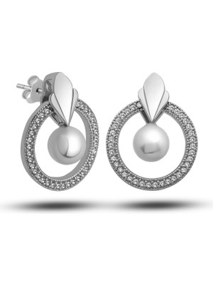 Inure Jewelry Gümüş İnci Çember Kadın Küpe