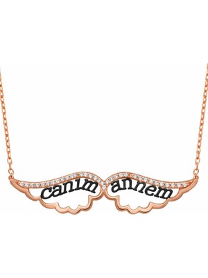 Inure Jewelry Gümüş Melek Canım Annem Bayan Kolye