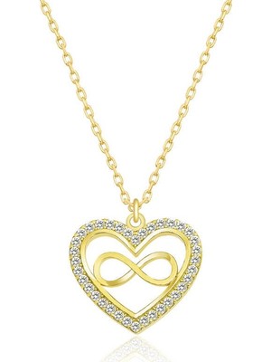 Inure Jewelry Gümüş Gold Kalp Sonsuzluk Bayan Kolye