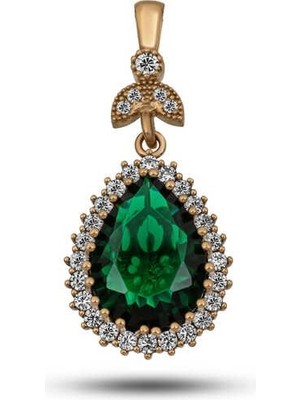 Inure Jewelry Gümüş Zümrüt Taşlı Hürrem Kadın Kolye Ucu