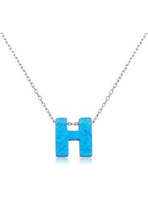 Inure Jewelry Gümüş Opal Harf Bayan Kolye