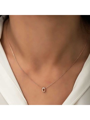 Inure Jewelry Gümüş Rose 3 Boyutlu Ö Harf Bayan Kolye